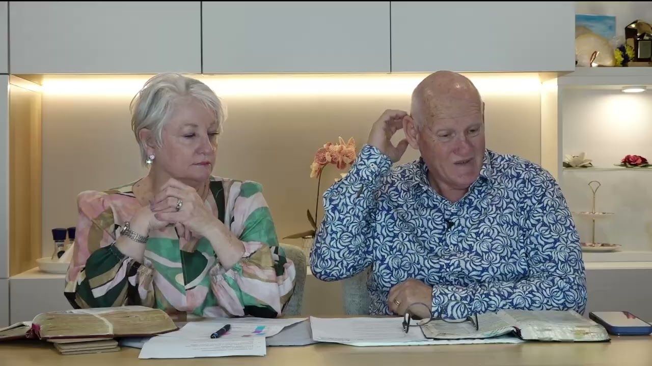 Shayne and Susan Cunningham with their Bibles and notes at the study table